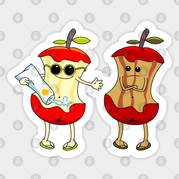 Sunbathing the apples Sticker by spontania